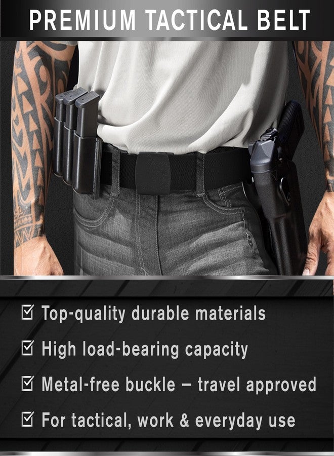 TECEUM Tactical Belt - Black B1 M - Heavy-Duty Military, Work, Hiking,Rigger, Utility, EDC Men’s Belts - Quick-Release - Nylon Web - Image 2